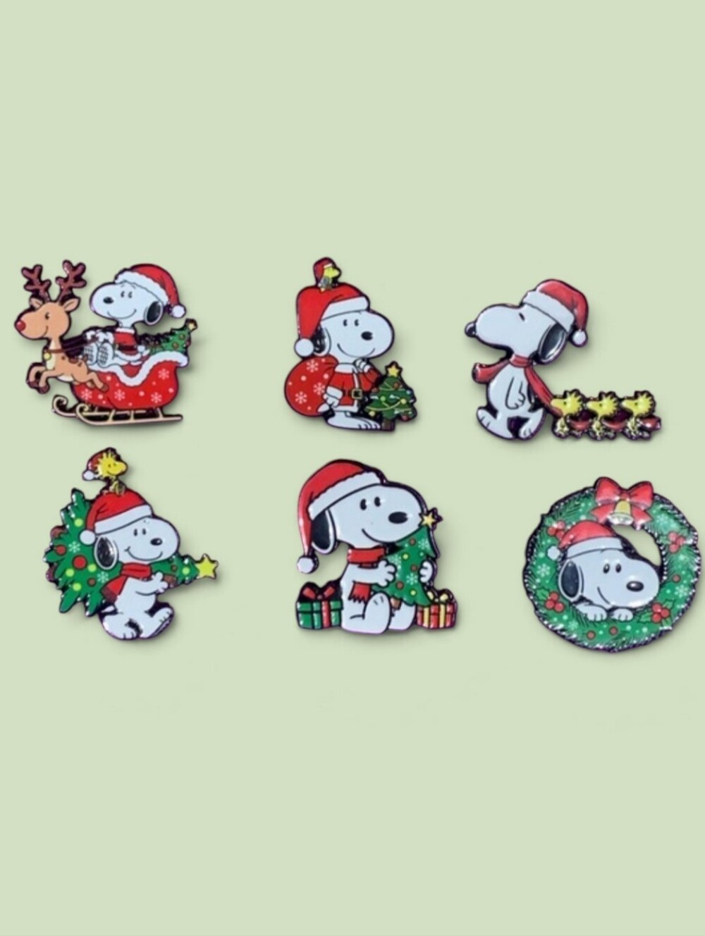 Peanuts Snoopy Christmas Pin Set - Red & Green Holiday Pins